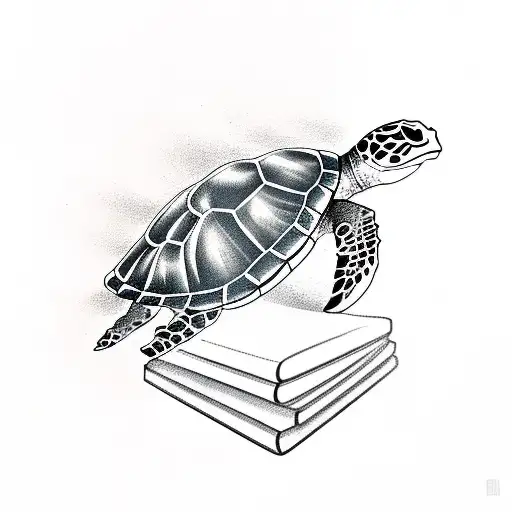 A Sea Turtle Reading A Book Underwater