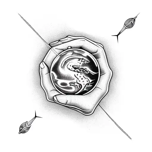 A Hand Holding A Planet With A String