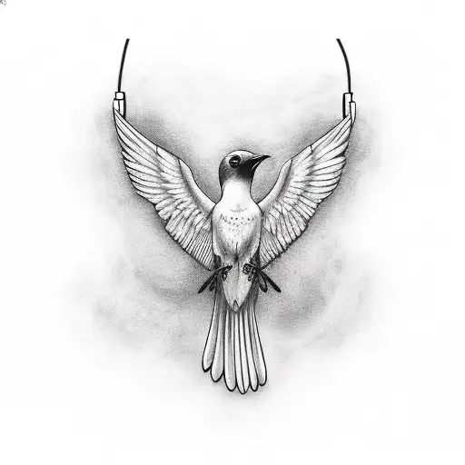 Flying Bird With Headphones On