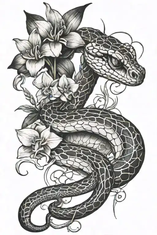 Cobra With Orchids And Spider Webs