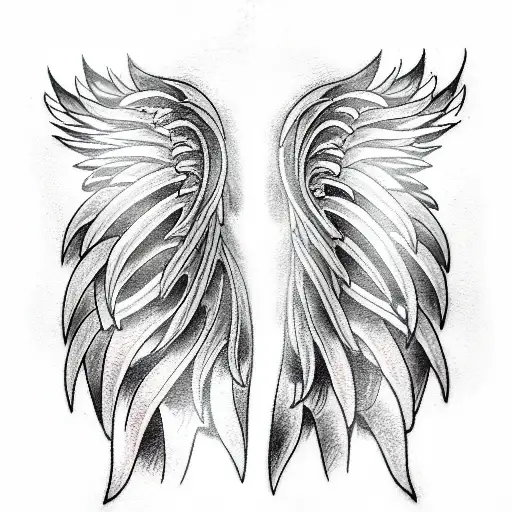 Full Back Tatoo Two Wings Starting From Spinal Cord And Goes Towards Shoulders