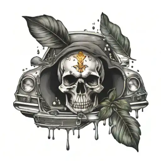 Skull With Drops With Mercedes Benz E190