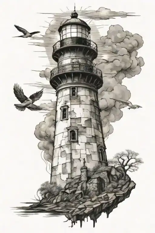 Lighthouse And Jesus Christ