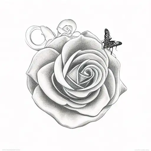 Butterfly And Frog On A Rose Flower