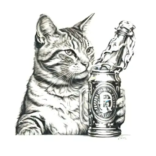 A Cat Enjoying A Beer On A Hot Summer Day