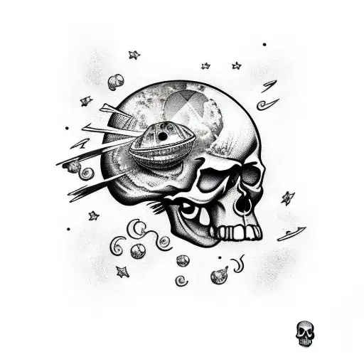 Skull With Satellites And Lightning
