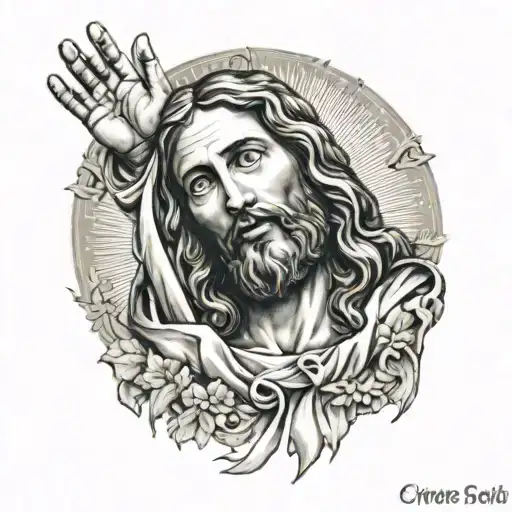 Jesus Christ With Hands Of Adam's Creation Hands