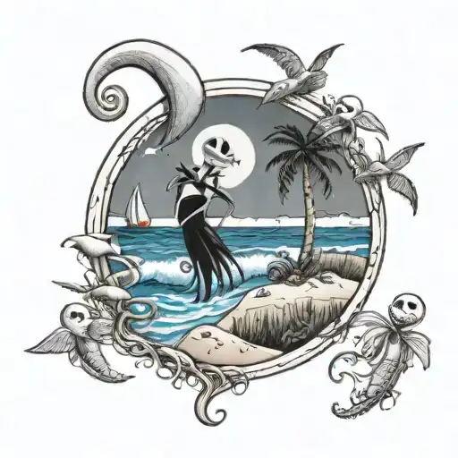 A Crafty Interpretation Of The Nightmare Before Christmas Characters In A Florida Beach Setting