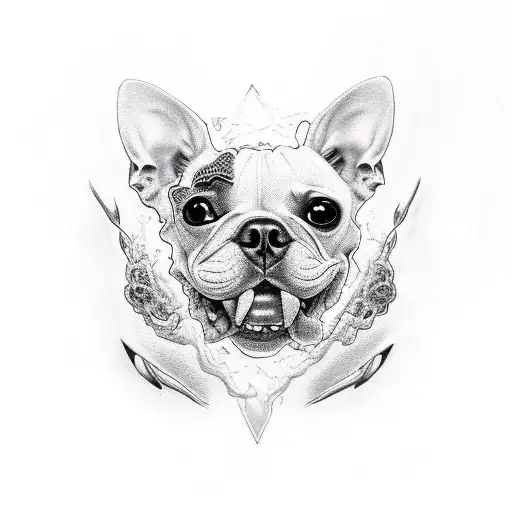 Half Dog Skull Half Realistic Dog Face