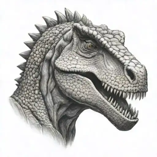Black And Grey Dinosaur Head