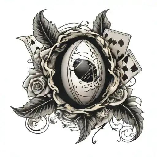 Rugby Ball And Playing Card