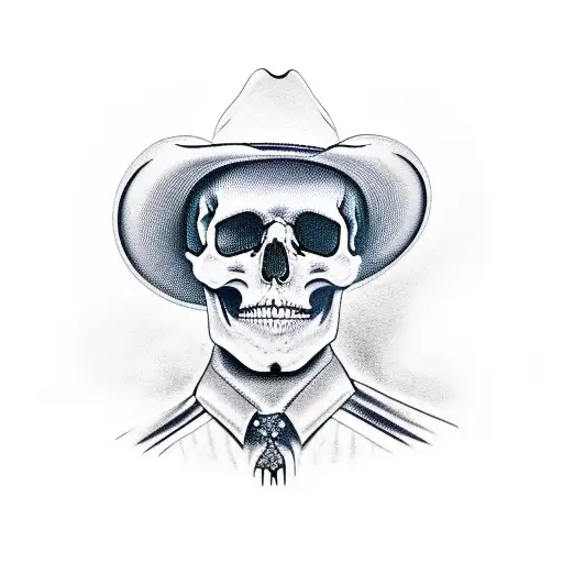 Skull With Cowboy Hat Side Profile