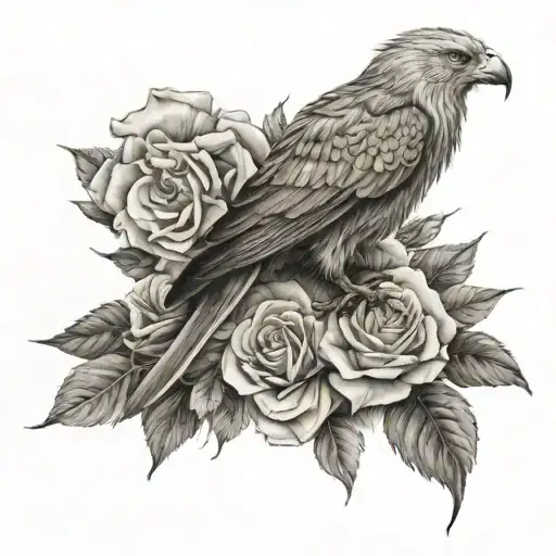 Bird Lion And Roses