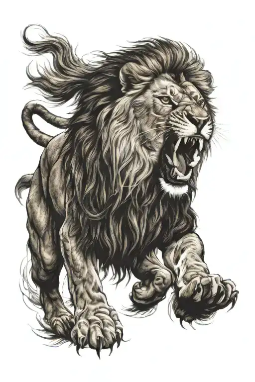Lion Roaring Fiercely