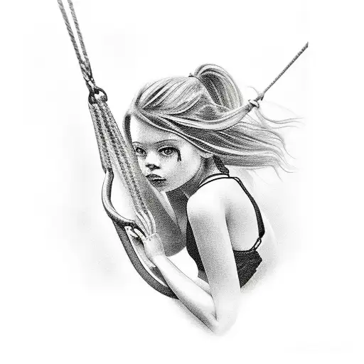 Black Tatoo With Girl On A Swing