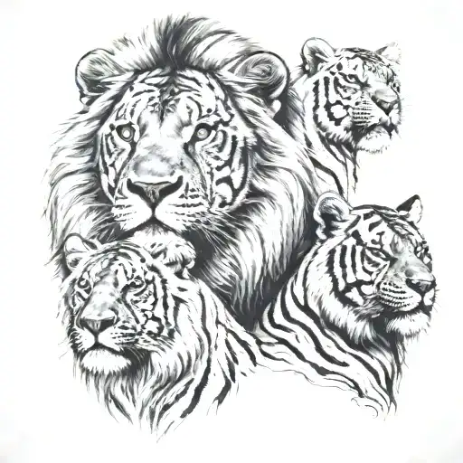 Lions & Tiger Heads