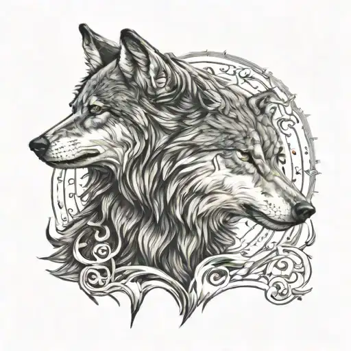 Full Sleeve Wolf Howling With Name Written Inside