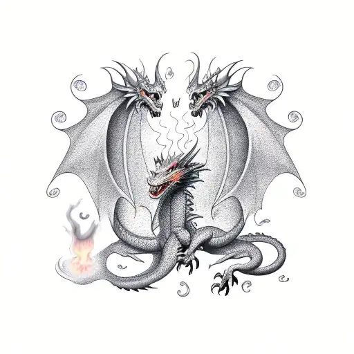 Dragon With Fire Wall Around It