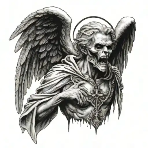 Gothic Male Angel Holding Up Mask