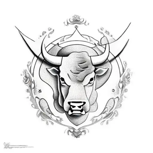 Bull With Zodiac Signs Around And 1999 Numbers Under