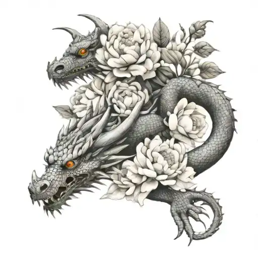 Dragon And Peonies