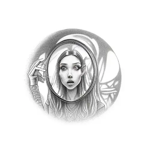 A Wizard Looking Into His Crystal Ball Which Has A Nked Girl In It