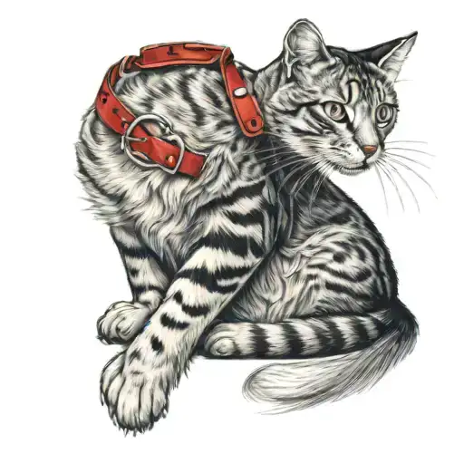 Cat With Red Collar