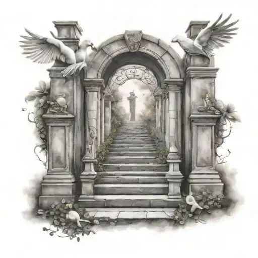Heaven Stair Way Open Gates Doves Flying And Lights From Heaven Rip Lost Family On Tombstone