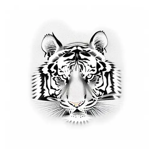 Tiger With Japanese Flowers