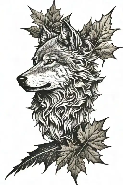 Wolf And Maple Leaf