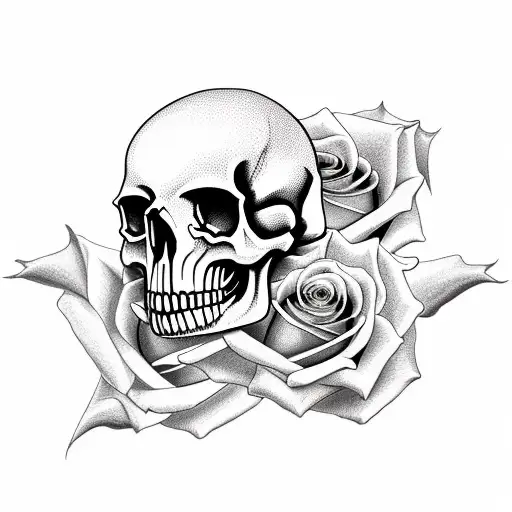 Rose Flower Skull Dragon