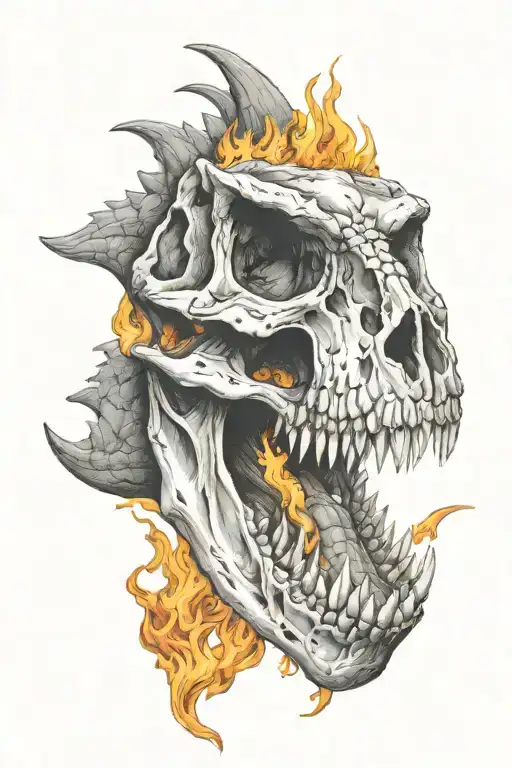 Dinosaur Skull With Fire