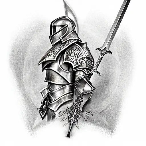 A Glorious Paladin Full Armor And Sword