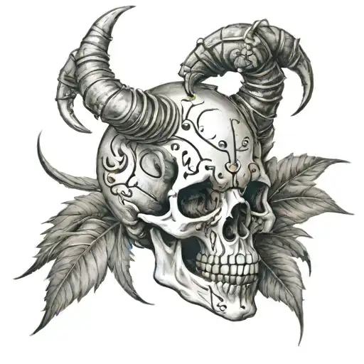 Skull With Horns And A Scorpion