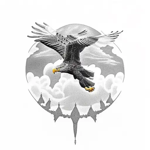 Flying Eagle And Ocean