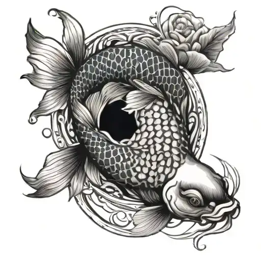 Ying Yang Koi Fish Swimming