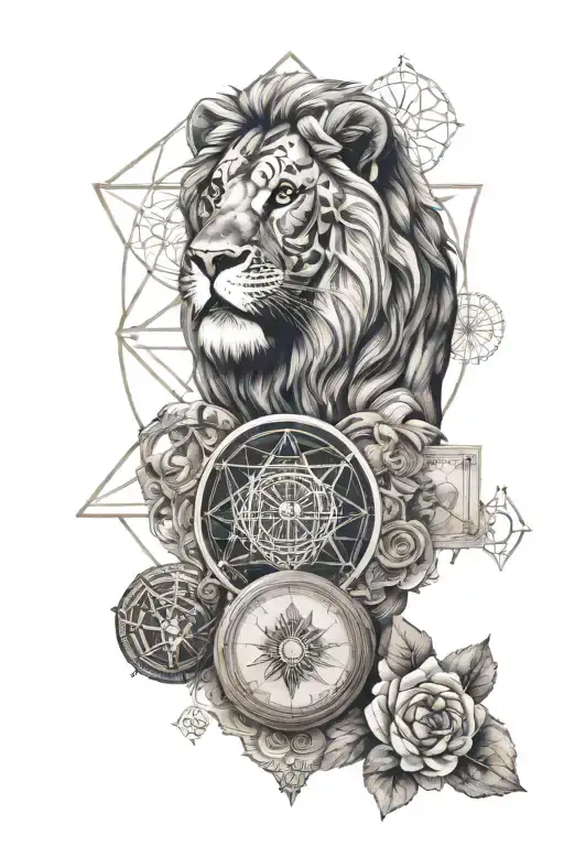 Forex Trading Chart With Moneybags And A Lion With Sacred Geometry