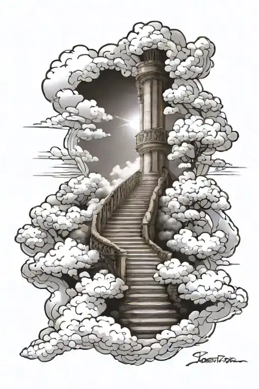 Stairway To Heaven With Clouds And Light