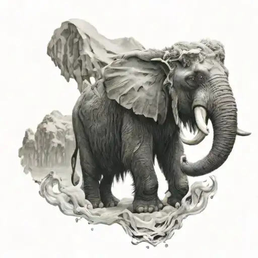 Black And Grey Mammoth In The Ice Age