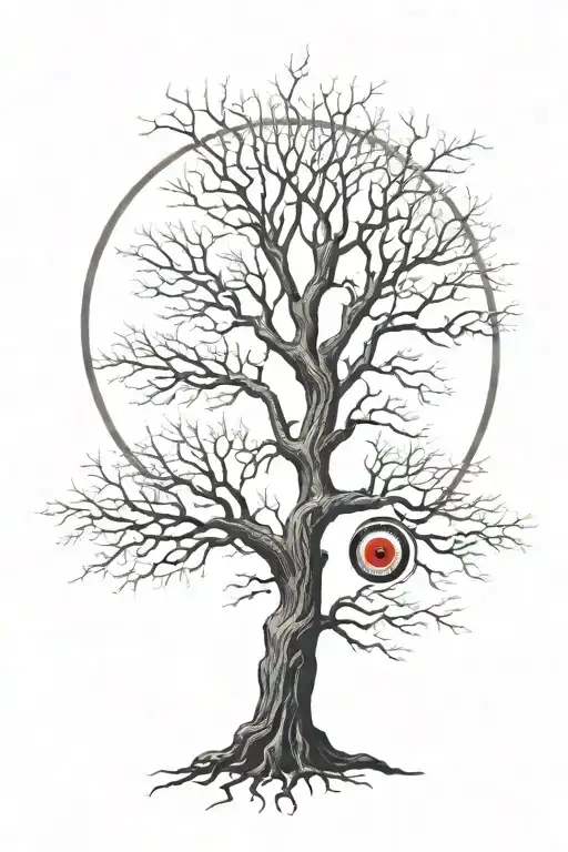 Tree Without Leaves With Sharingan Eye Behind It