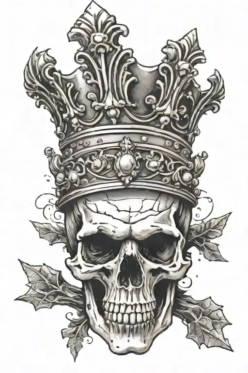 Skull Wearing Metal Crown Adorned