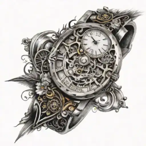 A Watch Space With Intricate Patterns And Hidden Symbolic Elements Half Sleeve