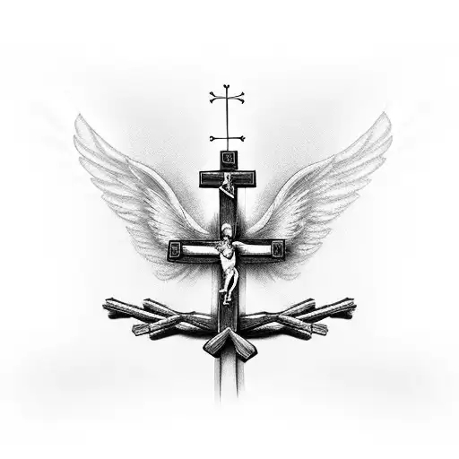 Wing With Crucifix And Bible Verse