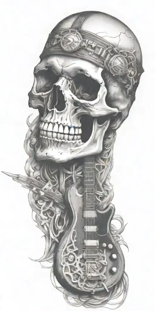 Skull And Electric Guitar