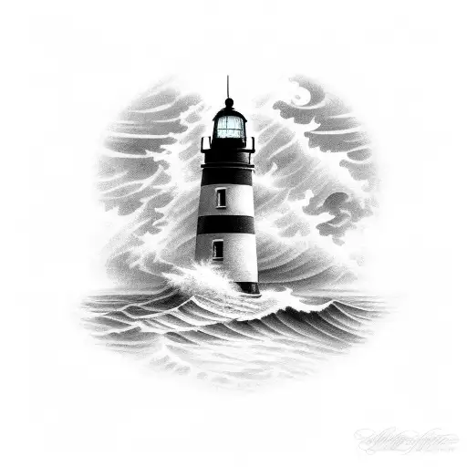 Stormy Seas Lighthouse And Sexy Women