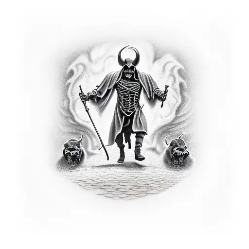 Grim Reaper Walking Hellhounds