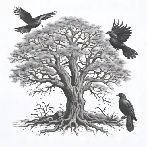 Tree Of Life Outside 3 Ravens Flying