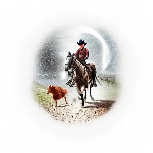 Man On Horse At Night