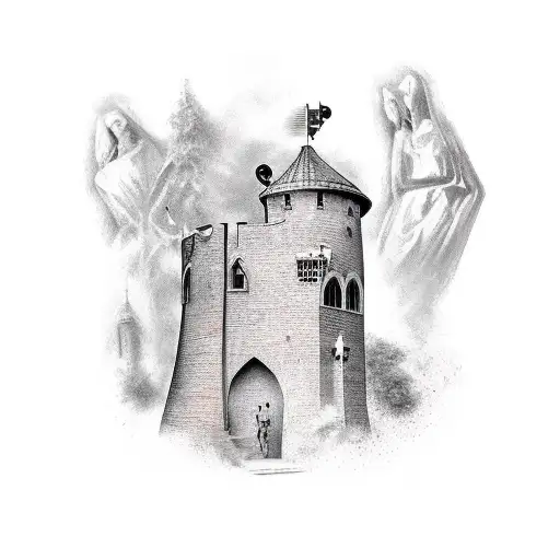 A Really Broken Tall And Thin Single Medieval Guard Tower