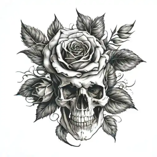 Rose Inside Of Skull